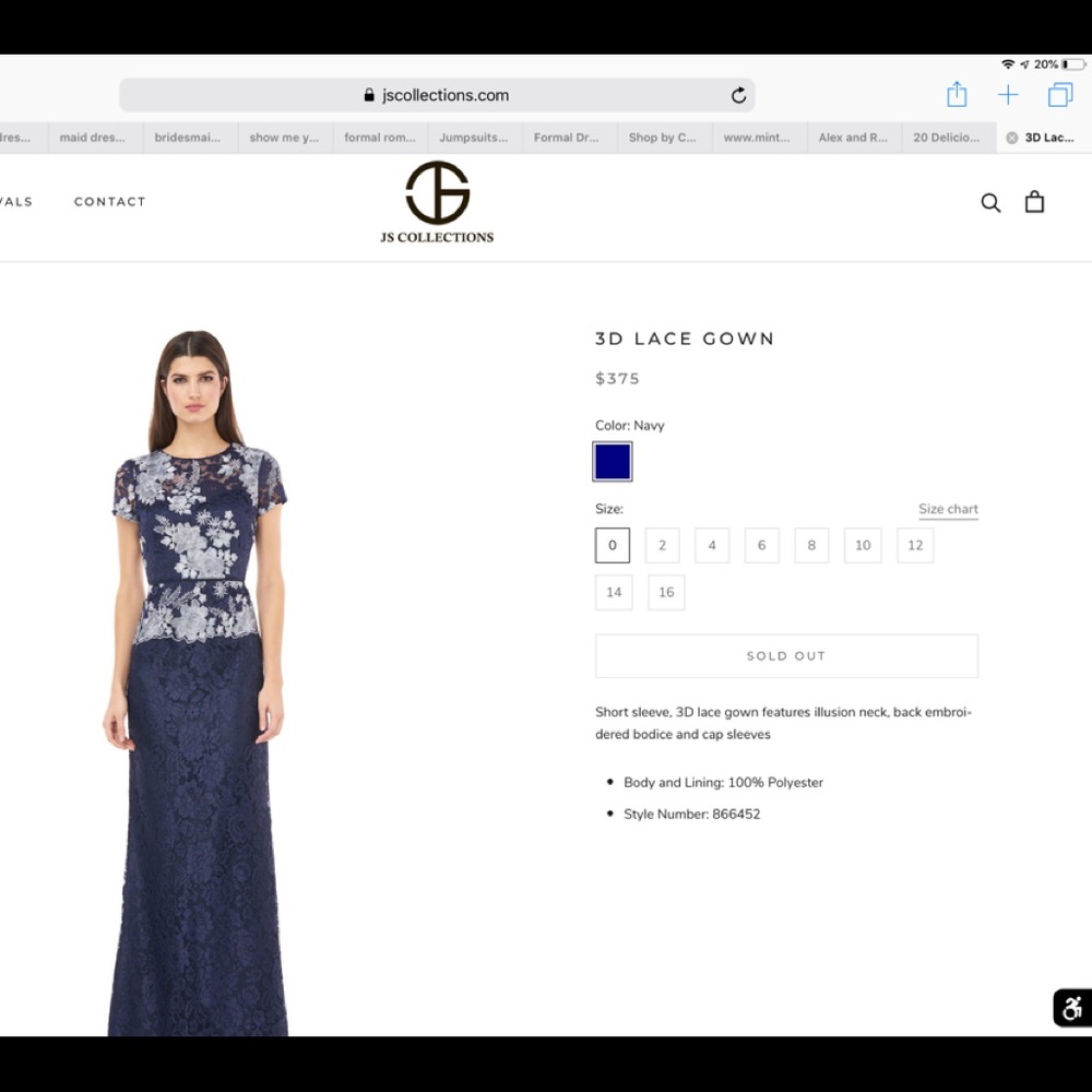 NWT JS Collection Mother of the Bride Dress